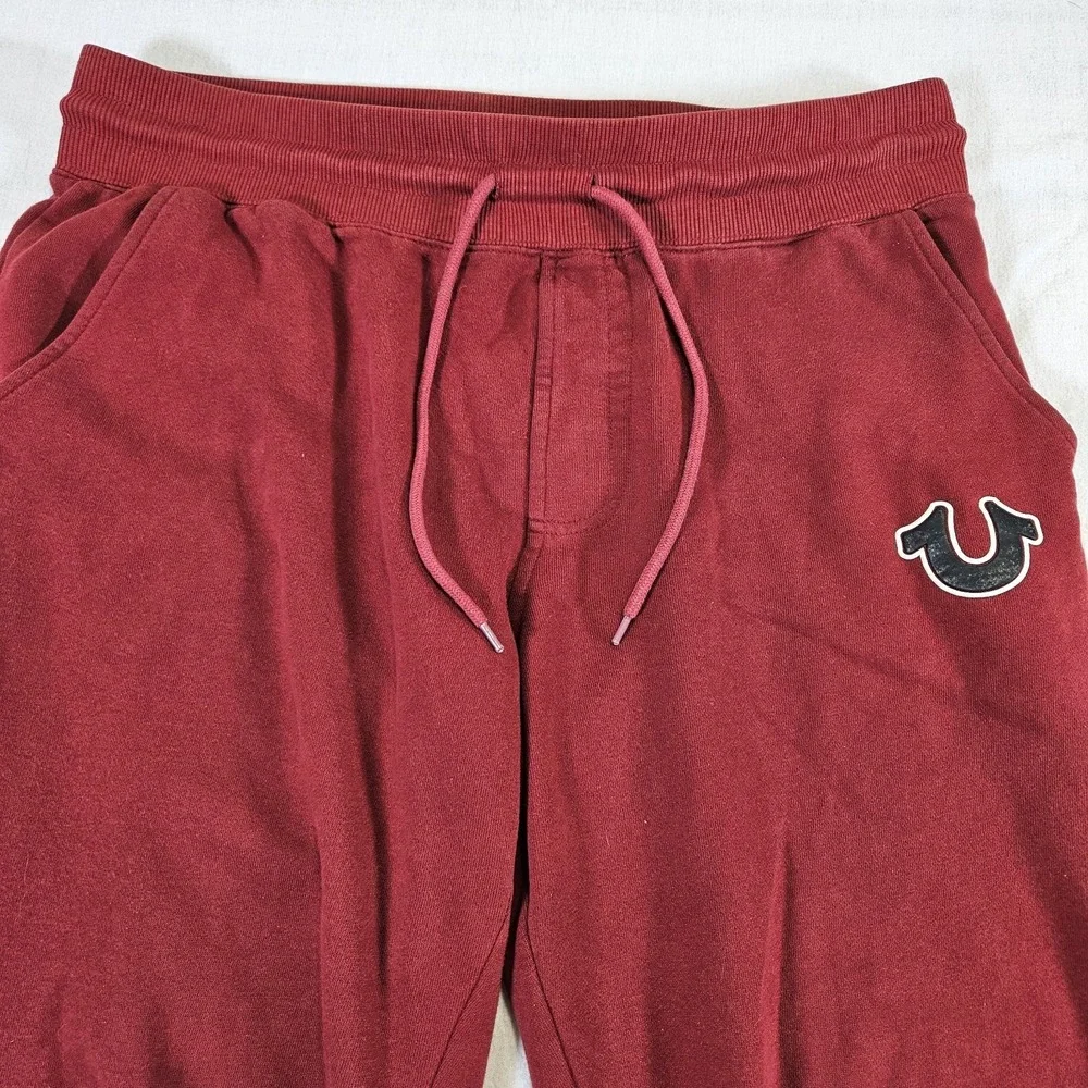 True ReligionHF Puff Jogger Mens Medium Horseshoe Logo Drawstring Red‎ Burgundy